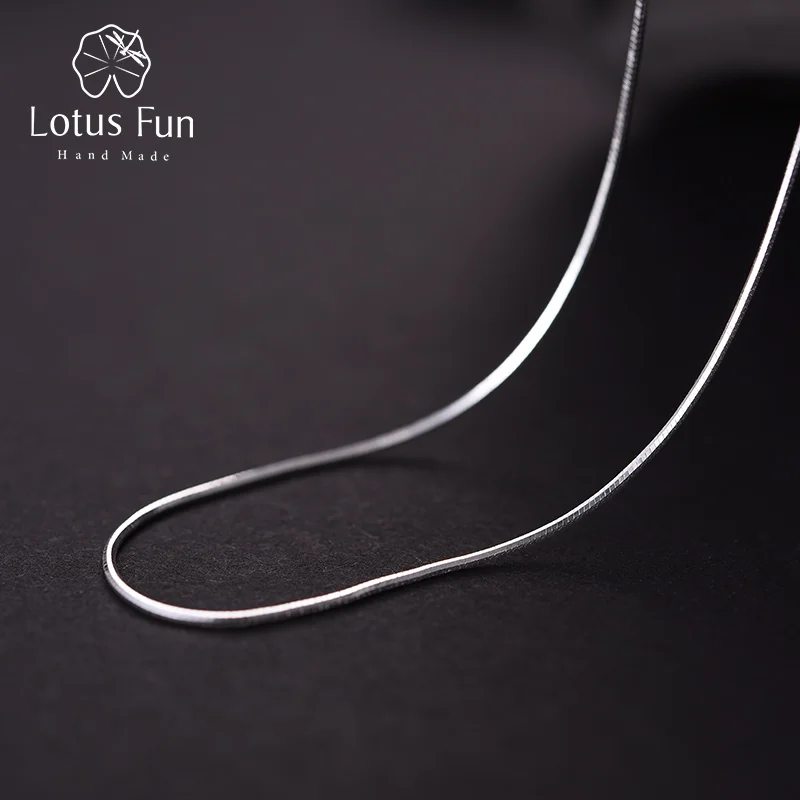 

Lotus Fun Real 925 Sterling Silver Handmade Fine Jewelry Fashion Glossy Snake Necklace Chain without Pendant for Women Collier
