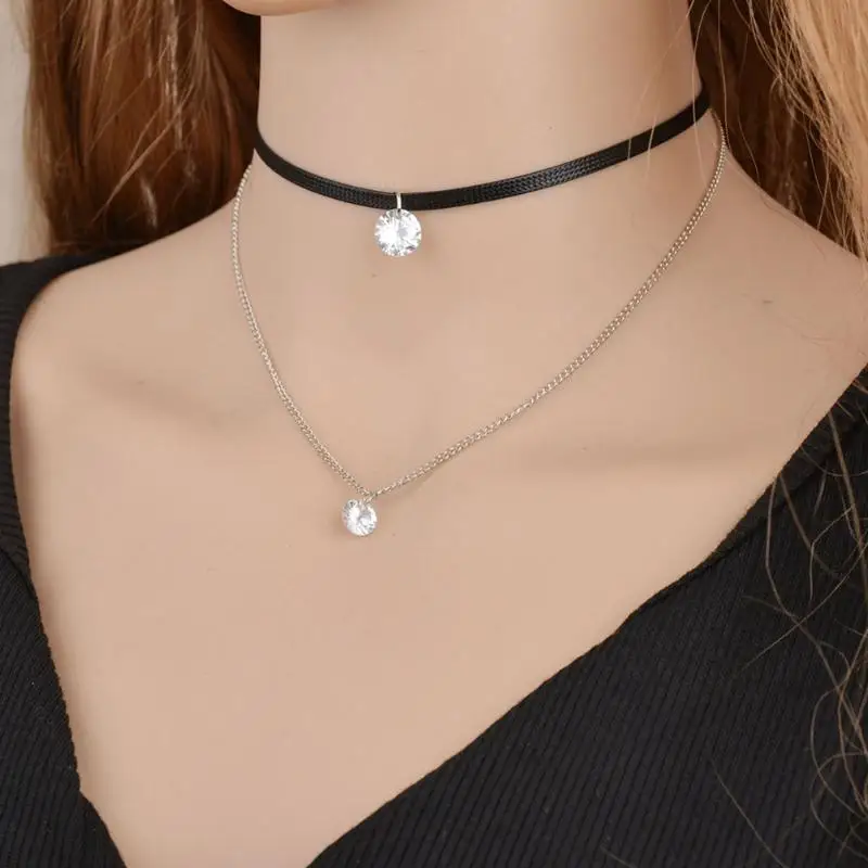 

Sexy Choker Necklace Innovative Double Layers Sweater Necklace Clavicle Choker Necklace Vintage Collar Accessory Lolita Ornamen