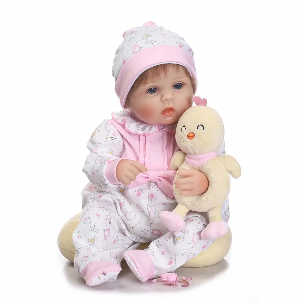 

NPK 16 Inch Newborn Baby Doll With Pillow Plush Toy Silicone Lifelike Reborn Dolls for Kids Playmat YH-17