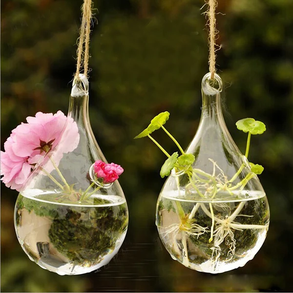 

2017 New Clear Glass Hanging Vase Bottle Terrarium Container Plant Pot Flower DIY Table Wedding Garden Decor Home Decoration