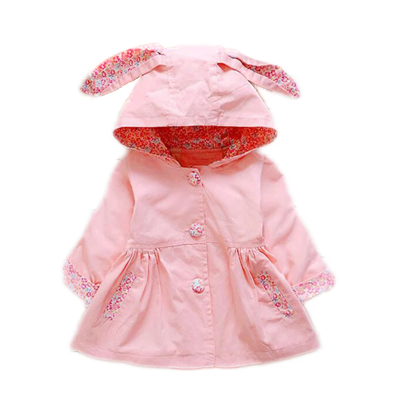 Baby Girls Jackets 2017 Spring Rabbit Ear Hooded Coat Floral