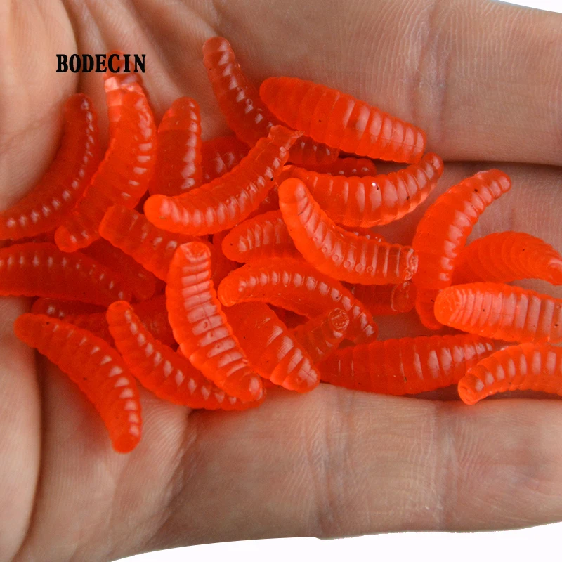 100PCS Set 2cm 0.3g Maggot Grub Soft Lure Baits smell Worms Fishing Lures For Fish Carp Tackle Bread Bug Bionic Grub Baits Trout (13)