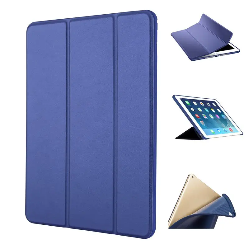 Для Apple iPad Air 2 Чехол A1566 A1567 Силиконовые Мягкий Назад из искусственной кожи Smart Cover для iPad Air2 случае