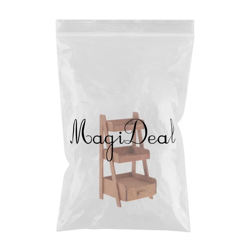 1:12 Doll House Furniture Vintage Three Layer Wood Flower Stand Snack Rack 1:12 Doll House Miniatures Accesssories Kids Toy