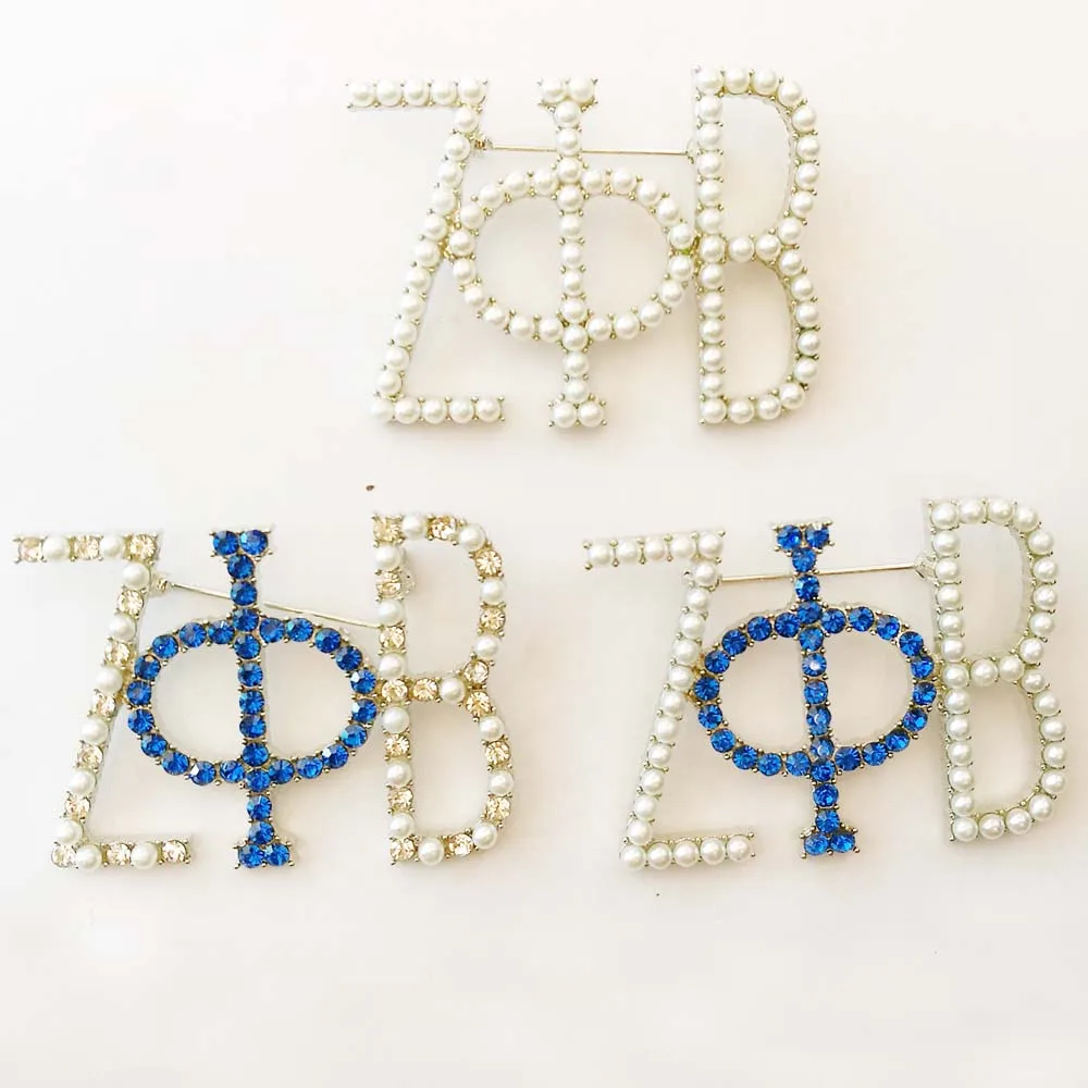 Дропшиппинг Divine 9 ZETA PHI BETA ZPB жемчуг с кристаллами лацкан булавка ювелирные изделия для подарок для сестры