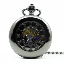Mechanical Hand Wind Pocket Watch Steampunk Roman Numbers Steel Fob Watches PJX1284