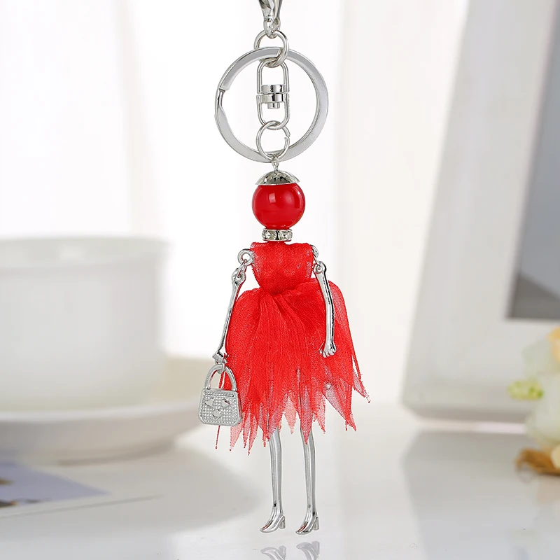 Fashion Keychains Free shipping New Cute Dress doll key ring & key