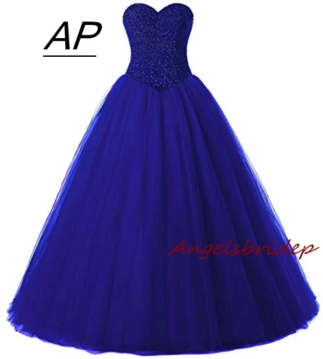 ANGELSBRIDEP Милая Vestidos De 15 Anos Quinceanera платье блестящие Бисер для вечерние партия Сексуальная Тюль дебютантка платье - Цвет: Royal Blue