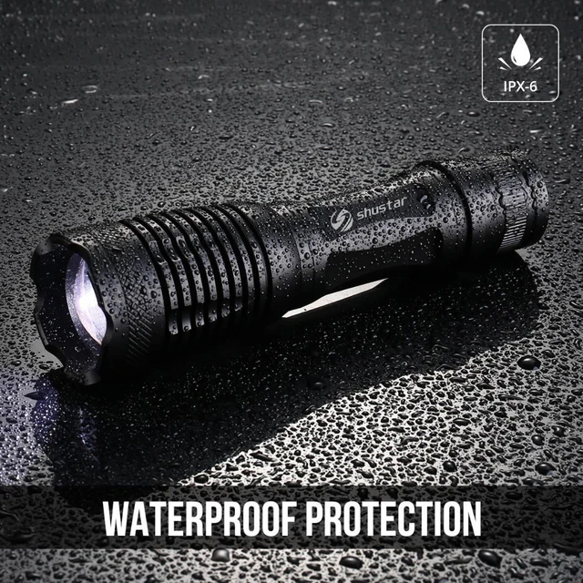 Waterproof LED flashlight T6/L2 8000 lumens torch Zoomable flashlight 5 switch modes light with 18650 battery + charger