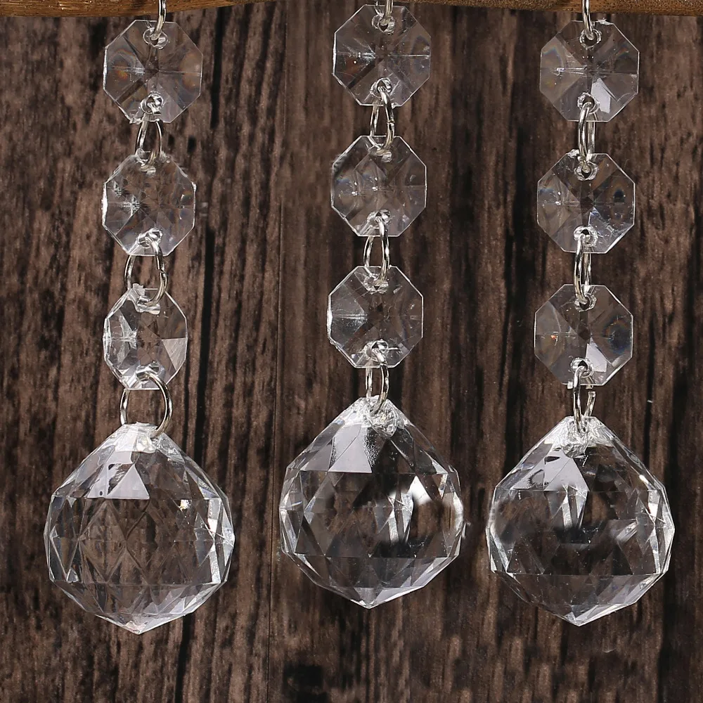 

20pcs/lot 11cm(H) Acrylic Octagon beads Garland Strands With Faceted ball For Party Deocration,Outside Christmas Tree Hanging