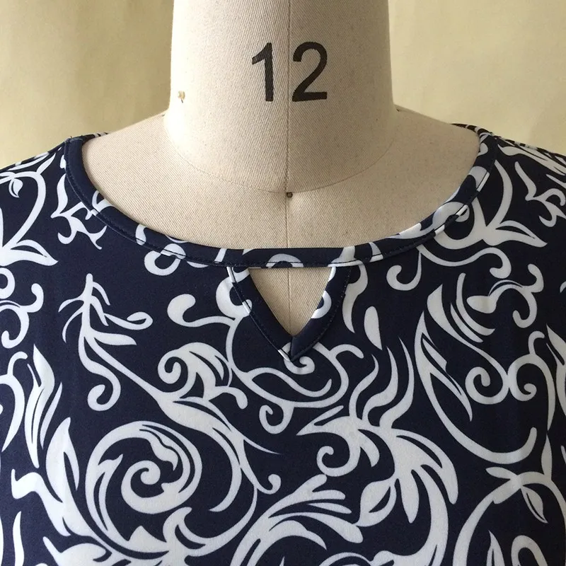 Women Summer Dress 2018 Plus Size Choker Neck Midi Tunic Dresses Printed Dress Vestidos Party vintage Vestido 6XL 5XL 4XL Dresses