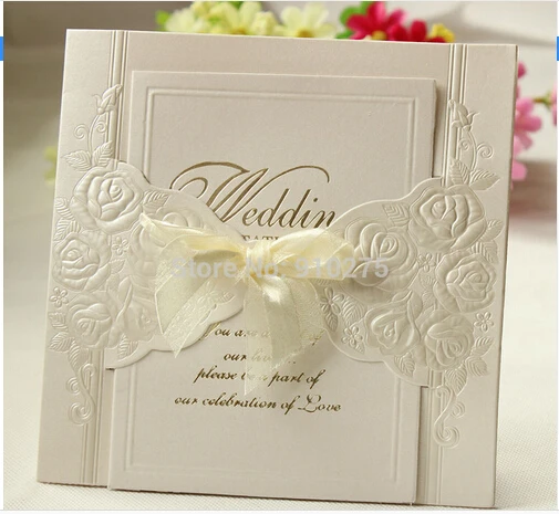 

NEW Arrival 50 PCS Laser Cut Rose Flower Wedding Invitations Luxurious Wedding Invitation Cards with A Tie Wedding Centerpieces