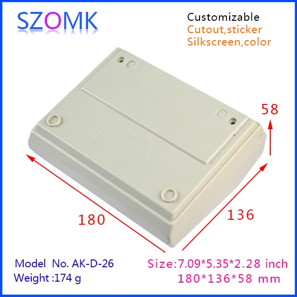 Новинка, пластиковая коробка, корпус для электронной розетки(1 шт), 180*136*58 мм, пластиковый настольный корпус, szomk электрические коробки