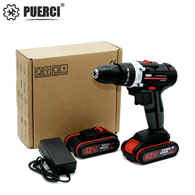 PUERCI 21V Electric Screwdriver Cordless Drill Impact Drill Power Driver DC Lithium-Ion Battery 38N.m 2-Speed Power Tools PUERCI 21V Electric Screwdriver Cordless Drill Impact Drill Power Driver DC Lithium-Ion Battery 38N.m 2-Speed Power Tools