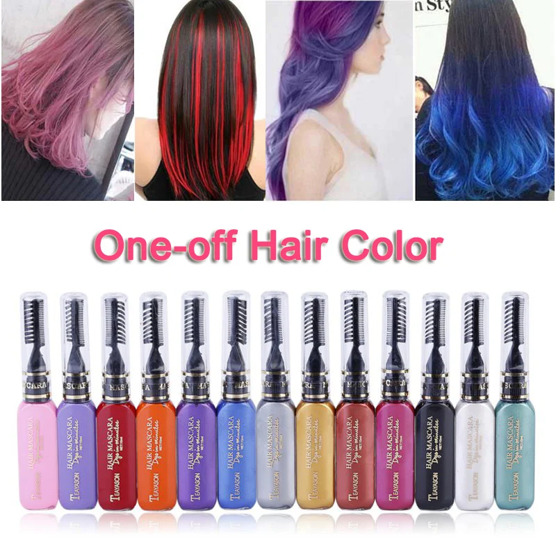 13 цветов, одноразовая краска для волос, временная, Нетоксичная, сделай сам, краска для волос, тушь для ресниц, моющаяся, одноразовая краска для волос, мелки, синий, серый, фиолетовый