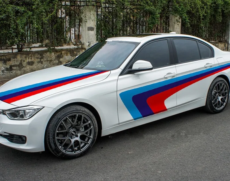 Набор оригинальных трехцветных наклеек из ПВХ для кузова автомобиля спортивные