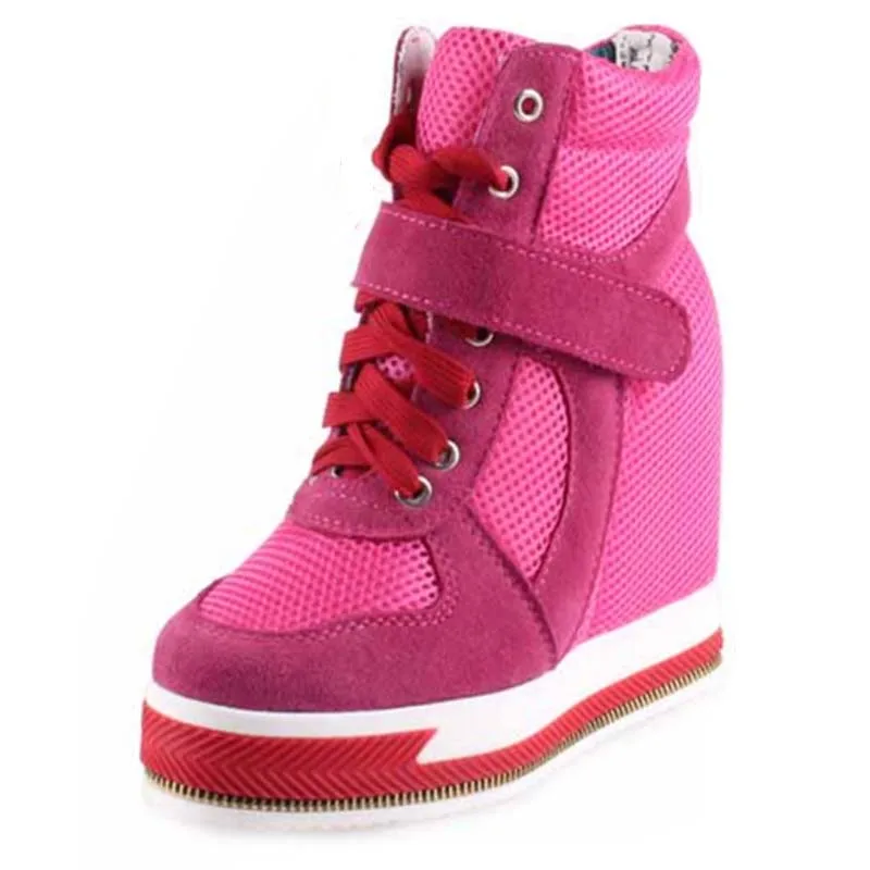 2017 Breathable Mesh Patchwork Thick Sole Wedge Heels Casual Shoes