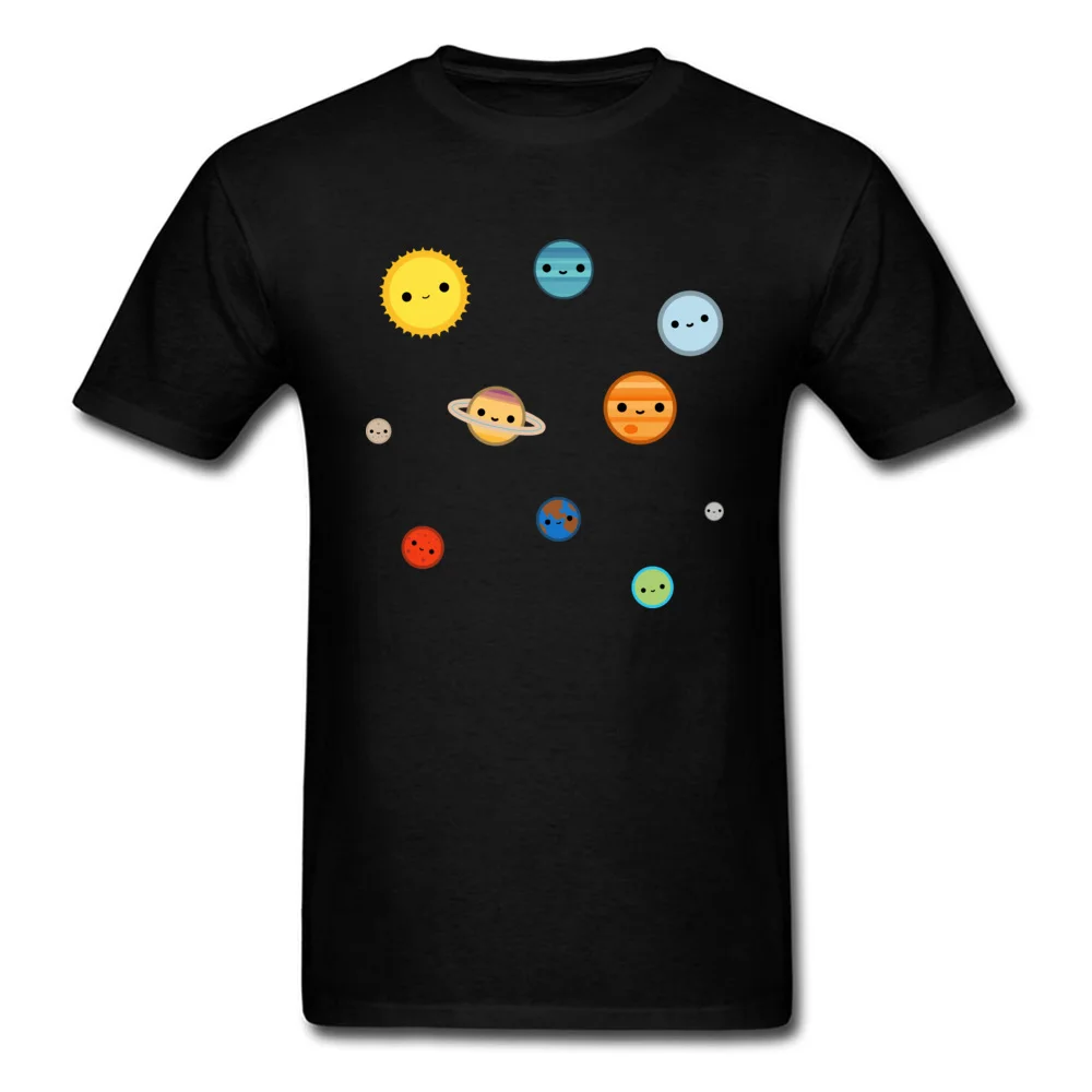 Solar System Tees Cartoon T-shirt Men Simple Style T Shirt Black Tshirt Printed Cotton Fabric Clothes Kawaii Tops Wholesale |