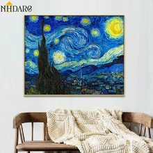 Vincent van Gogh звездное небо абстрактный Классический стиль холст Художественная печать постер, Настенная картина для гостиной, домашний декор