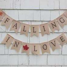 Пользовательские влюбленные деревенские осенние Свадебные мешковины баннеры свадебный душ помолвка вечерние тканевые гирлянды фото реквизит знаки