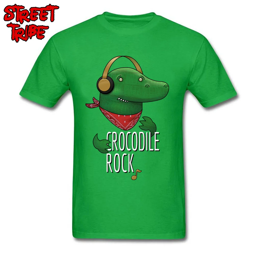 Crocodile rock Casual T-shirts for Men 100% Cotton Summer Autumn Tops Shirts Casual Tee-Shirt Short Sleeve Brand New Round Neck Crocodile rock green