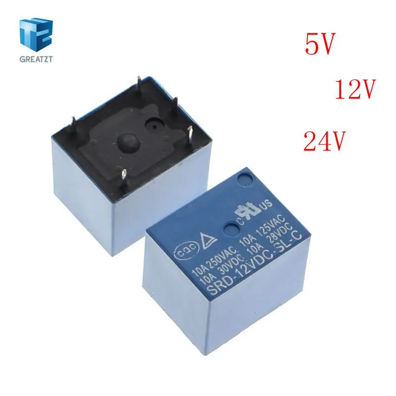 10 шт./лот реле питания SONGLE 5pin 1 5 24 в пост. Тока Тип печатной платы: SRD 03 05 06 09 12 48VDC SL C|dc