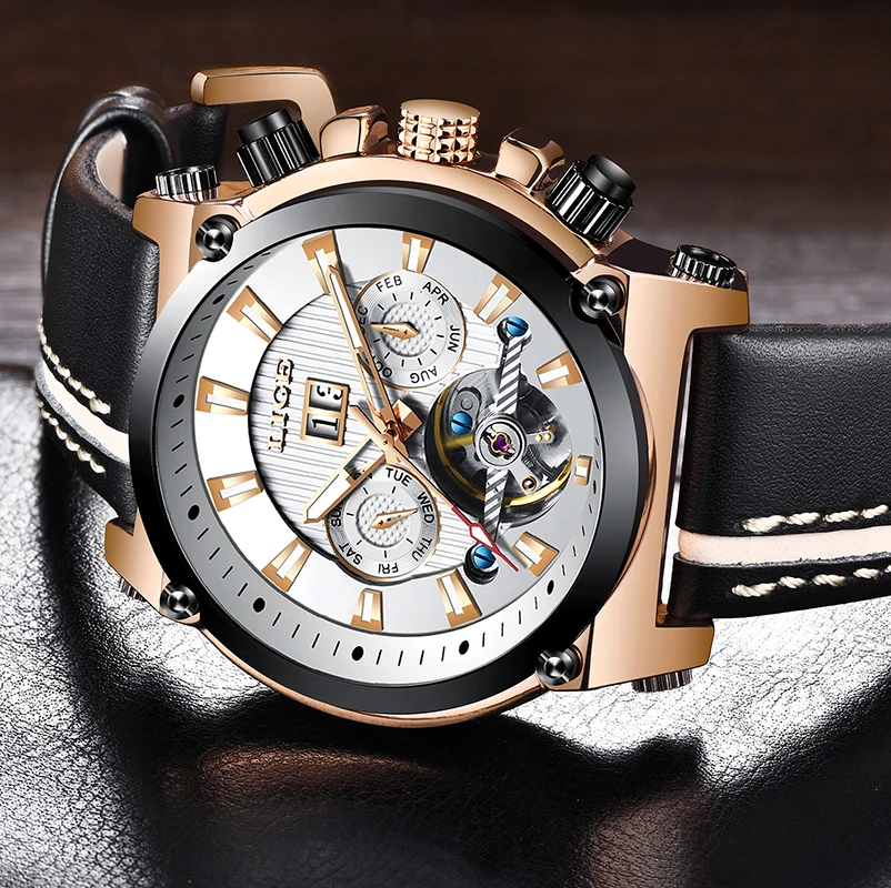 LIGE Mens Watches Top Brand Luxury Clock Automatic Mechanical Watch Men Business Waterproof Sport Wrist Watch Relogio Masculino