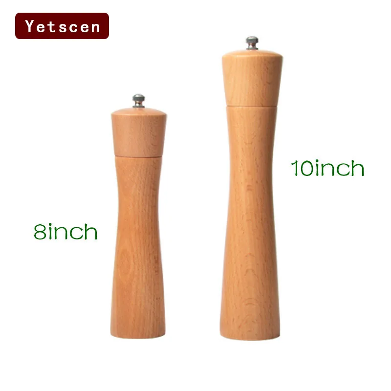 

2 Size Large Bamboo Wooden Pepper Mill Salt Grinder Professional Pepper Mill 8"/10"