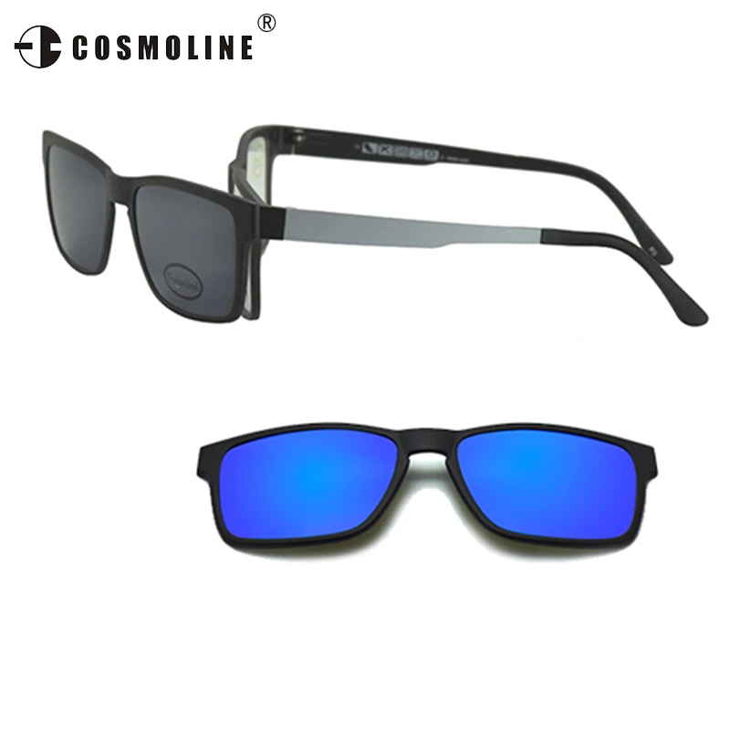 3 in 1 Sun Glasses Frame For Men Clip On Polarized Lens Frame