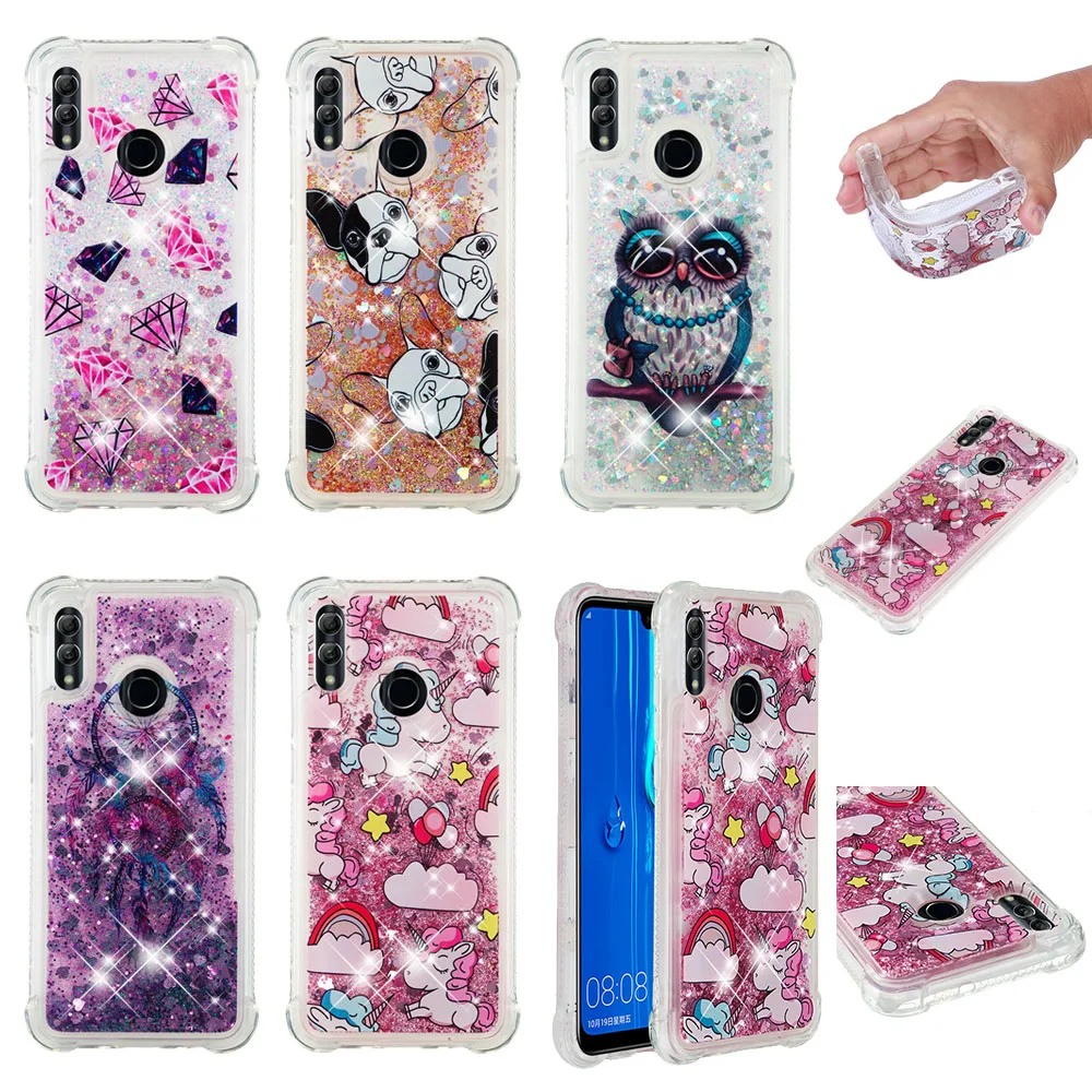 

Liquid Quicksand Case for Huawei Honor 8 10 Lite 6c Love Heart Glitter Cover for Mate 10 20 Lite Pro Bling Sequins