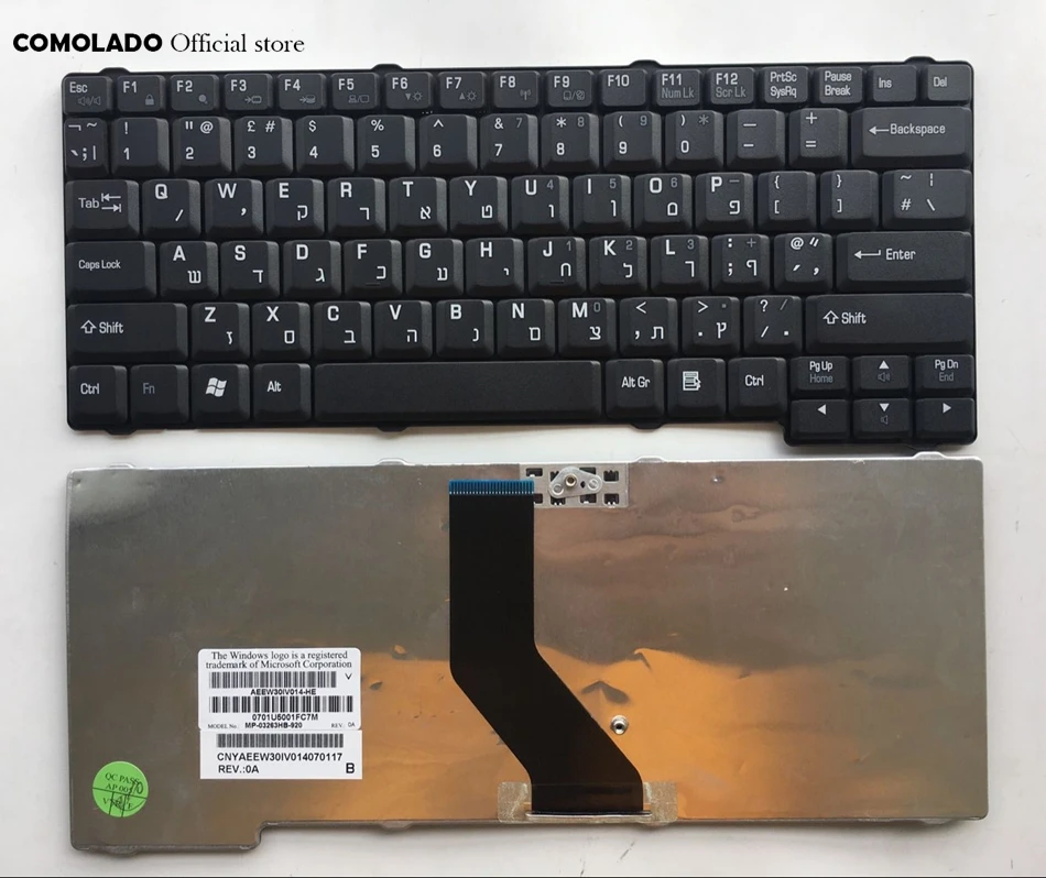 HB Hebrew keyboard For Toshiba L10 L15 L20 L25 L30 L35 L100 L200 L110 L115 Tecra L2 black laptop keyboard HB Layout