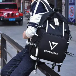 Семнадцать рюкзаки KPOP Bagpack ноутбука сумки USB Mochila нейлон путешествия Back Pack Мода школьный портфель с анимэ