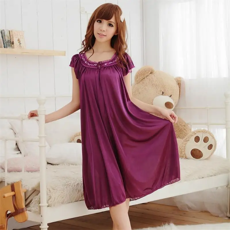 Free Shipping Promotion Plus Size Sexy Sweet Sleepwear Women Faux Silk