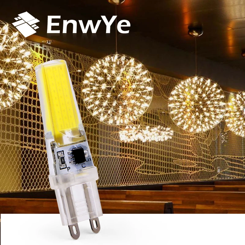 EnwYe G9 Светодиодная лампа AC/DC 360 градусов с регулируемой яркостью 220 В 6 Вт COB SMD LED