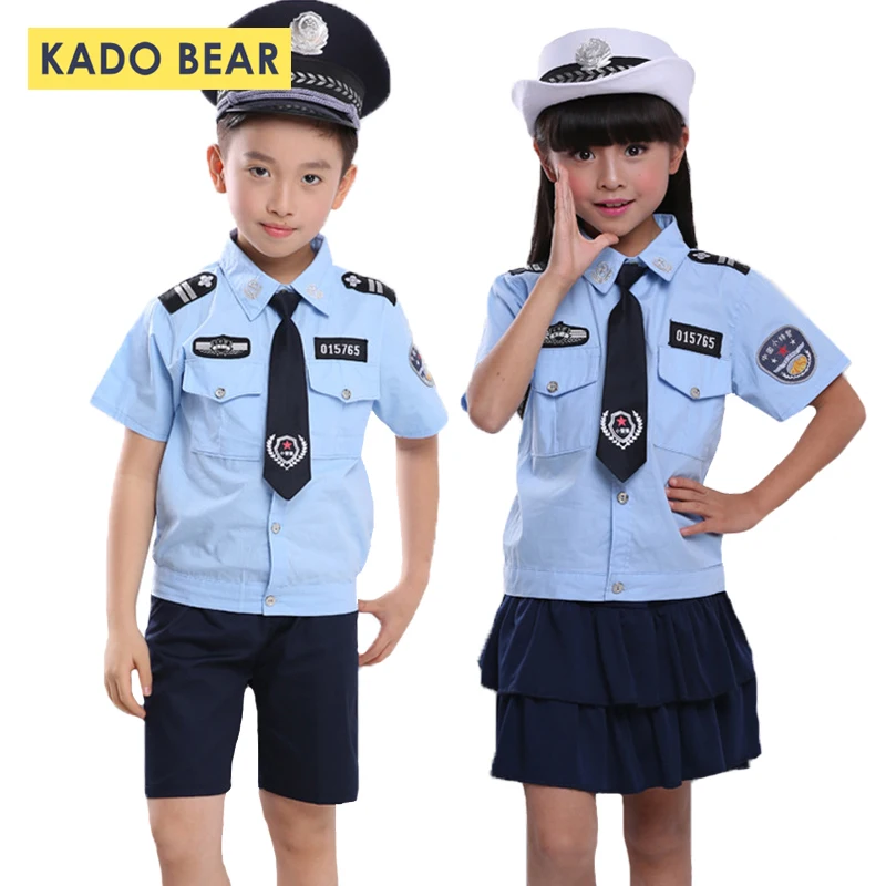 

Halloween Cosplay Children Military Police Dance Costumes Kids Hunt Army Uniform Girl Boy Roleplay Clothing Set Festival Clothes