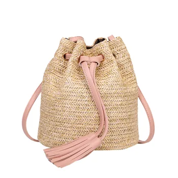 

Woman Bag Fashion Solid Color High Capacity Weave Tassels Shoulder Bucket carteras mujer de hombro y bolsos bags for women 2019