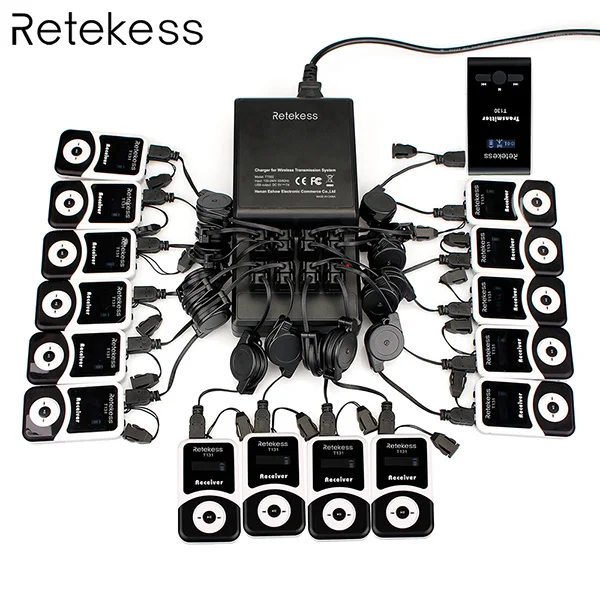 Retekess T130 Tour Guide System Wireless Transmitter+15 Receivers For Excursion Factory Training Church Translation Cycling Tour microphone for computer