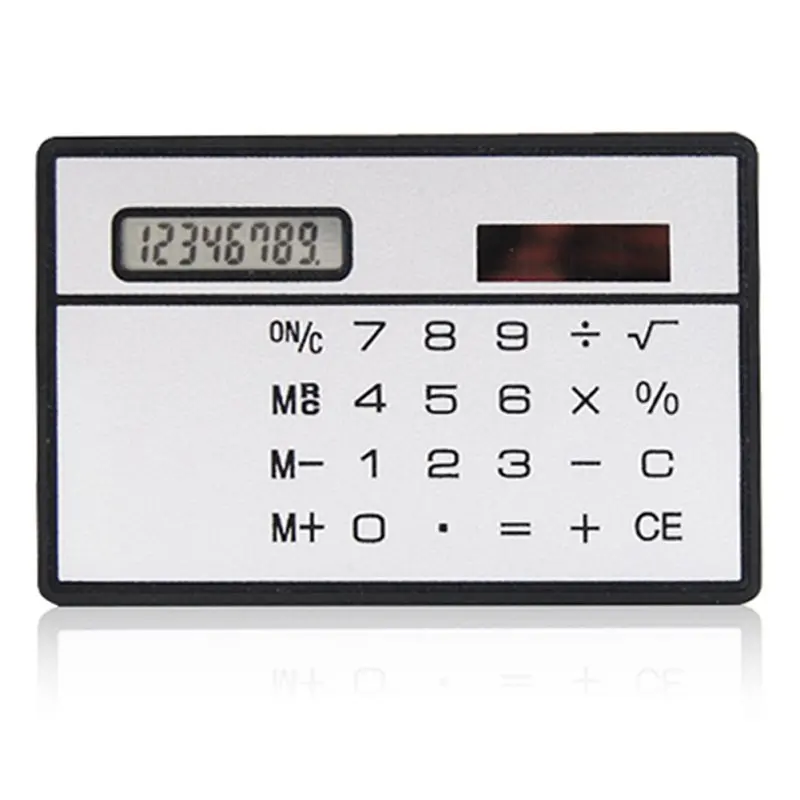 Fxsum тонкий кредитной карты Дешевые 8 цифр Дисплей Солнечный Мощность карманный калькулятор Новинка маленькое путешествие компактный Прямая