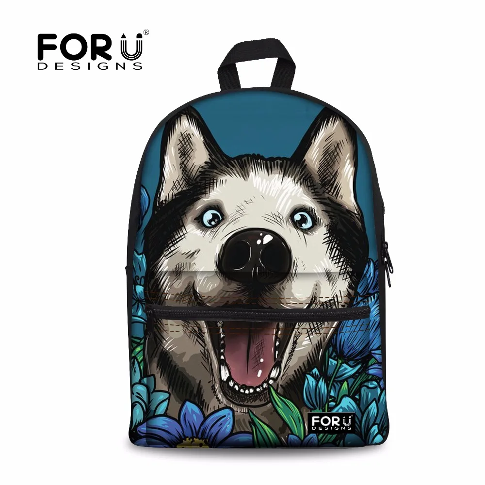 FORUDESIGNS School Backpack for Teenager Girls Siberian Husky Printing