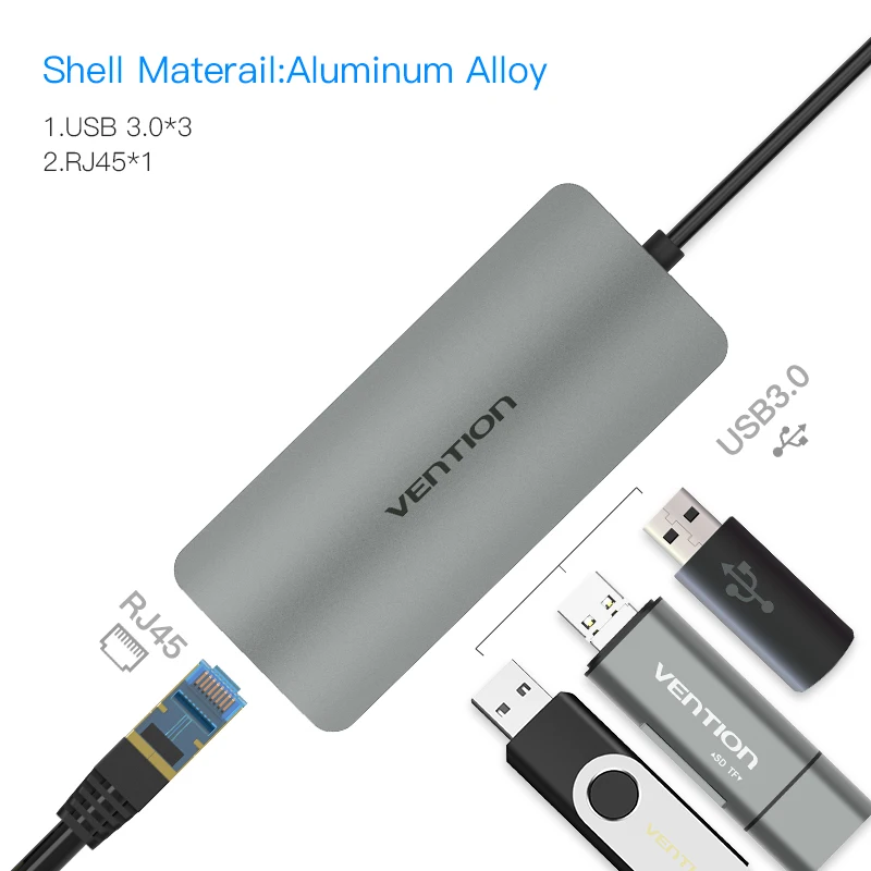 Vention USB C до 3,0 концентратор HDMI RJ45 PD SD/TF кард-ридер адаптер для MacBook samsung S9/S8 huawei P20Pro type-C док-станция - Цвет: 4 in 1