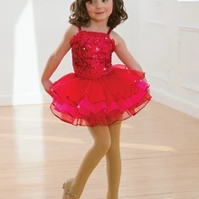 Танцевальный костюм для девочек; классическая балетная пачка; детское красное платье-пачка с блестками для сцены; бальное платье; BL0103