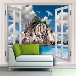 Beibehang 3d Настенные обои для Декор в гостиную фото ТВ фон окна пляж остров ресторан стены Настенная картина