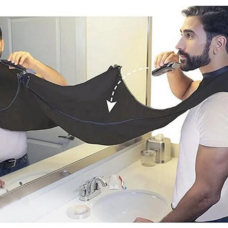 Men Beard Bib Cape for Shaving Catcher & Hair Clippings Apron with