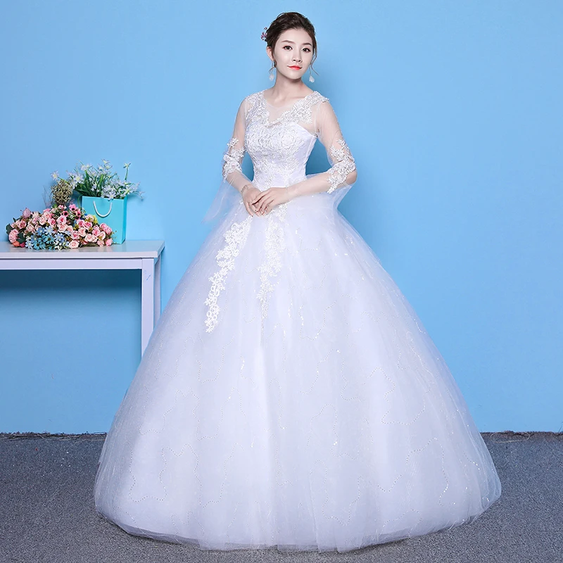 Это YiiYa свадебное платье с О-образным вырезом и расклешенными рукавами белое свадебное платье es размера плюс Элегантное Длинное платье в пол XXN214
