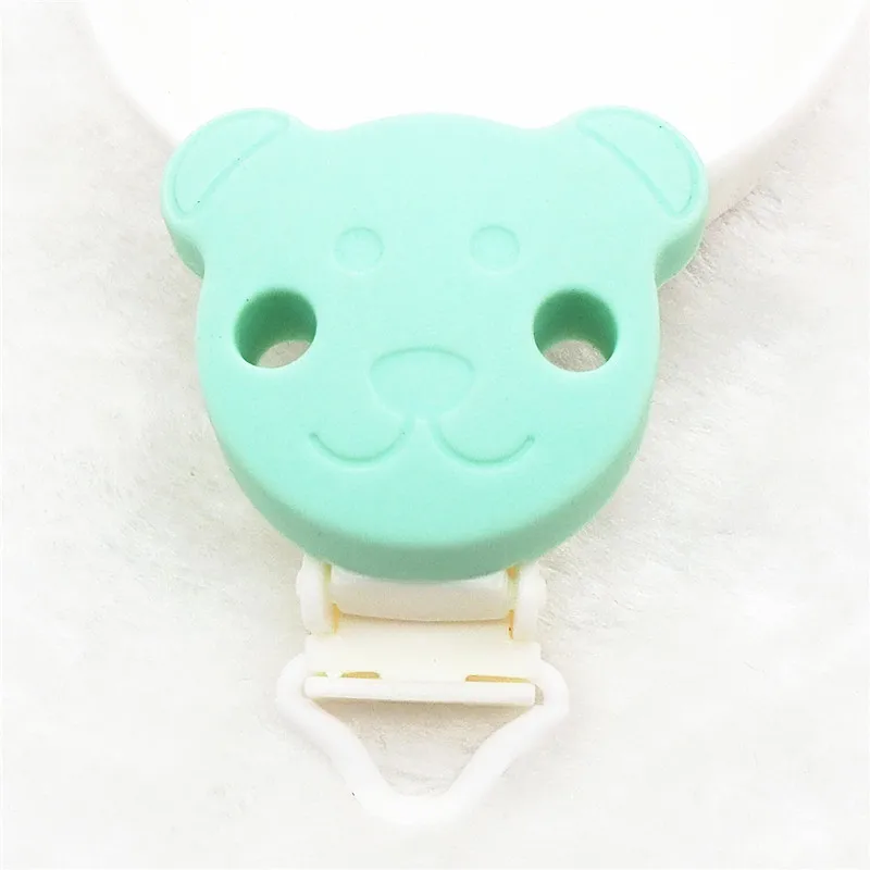 Chenkai 10 шт. силиконовый медведь зажимы DIY животное детский Прорезыватель кольцо для соски Монтессори сенсорные ювелирные изделия держатель цепи игрушки зажимы - Цвет: Mint