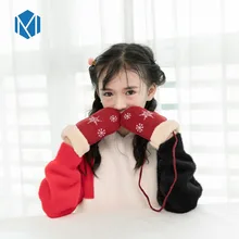 QC теплые зимние детские перчатки с принтом для девочек, уличные норковые водонепроницаемые рукавицы, Детский Рождественский подарок, перчатки со снежинками