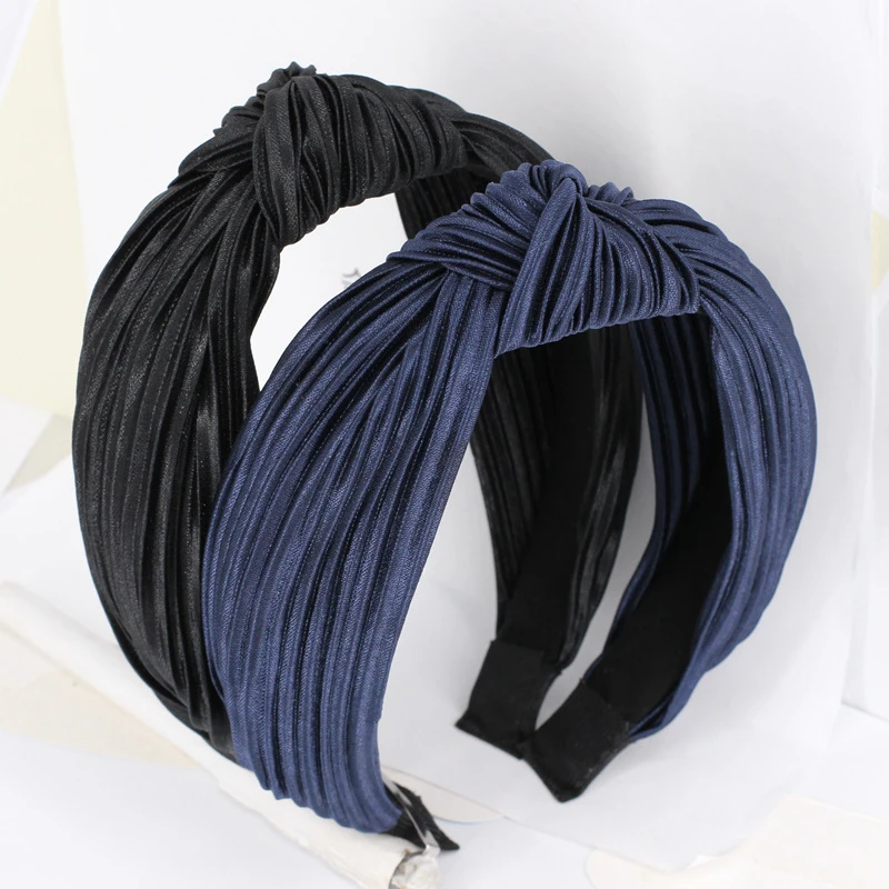 Fashion Twisted Bow Knot Plastic Headbands For Women Lady Solid Crinkle Cloth Hairbands Wide Hair Band Accessories Headwear Women S Hair Accessories Aliexpress