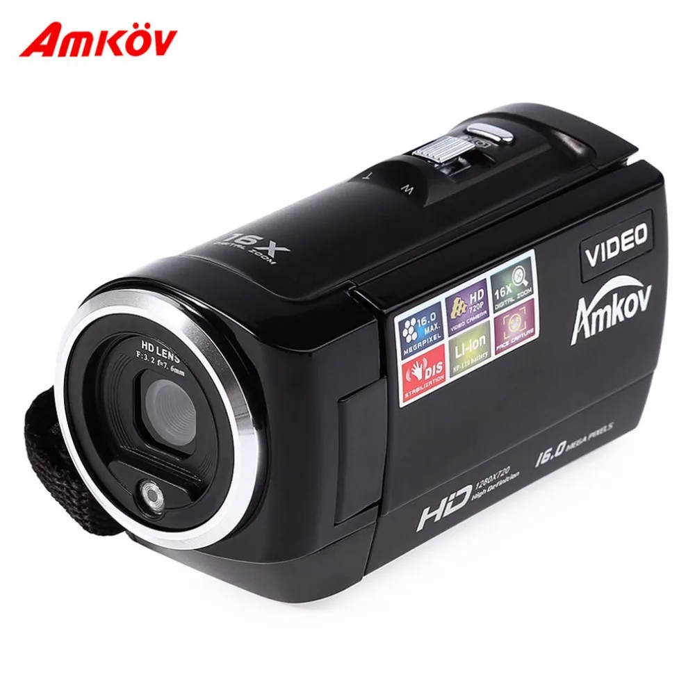 

AMKOV Digital Cameras 2.7 inch 4:3 Screen DV Video Camera Professional HD720P Max 16MP DIS Face Capture With Battery