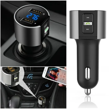 

100Pcs/Lot New Wireless Auto FM Transmitter Radio MP3 Player Bluetooth Car Kit USB Charger
