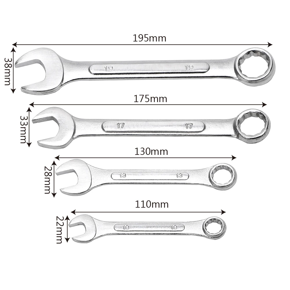 DIYWORK нержавеющая сталь трещотка Ручка Портативный Комбинированный гаечный ключ 10 мм 13 мм 17 мм 19 мм реверсивный бизань ручные инструменты